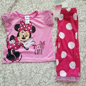 Disney Polka Dot Minnie Mouse Pink Pajamas Set NWT